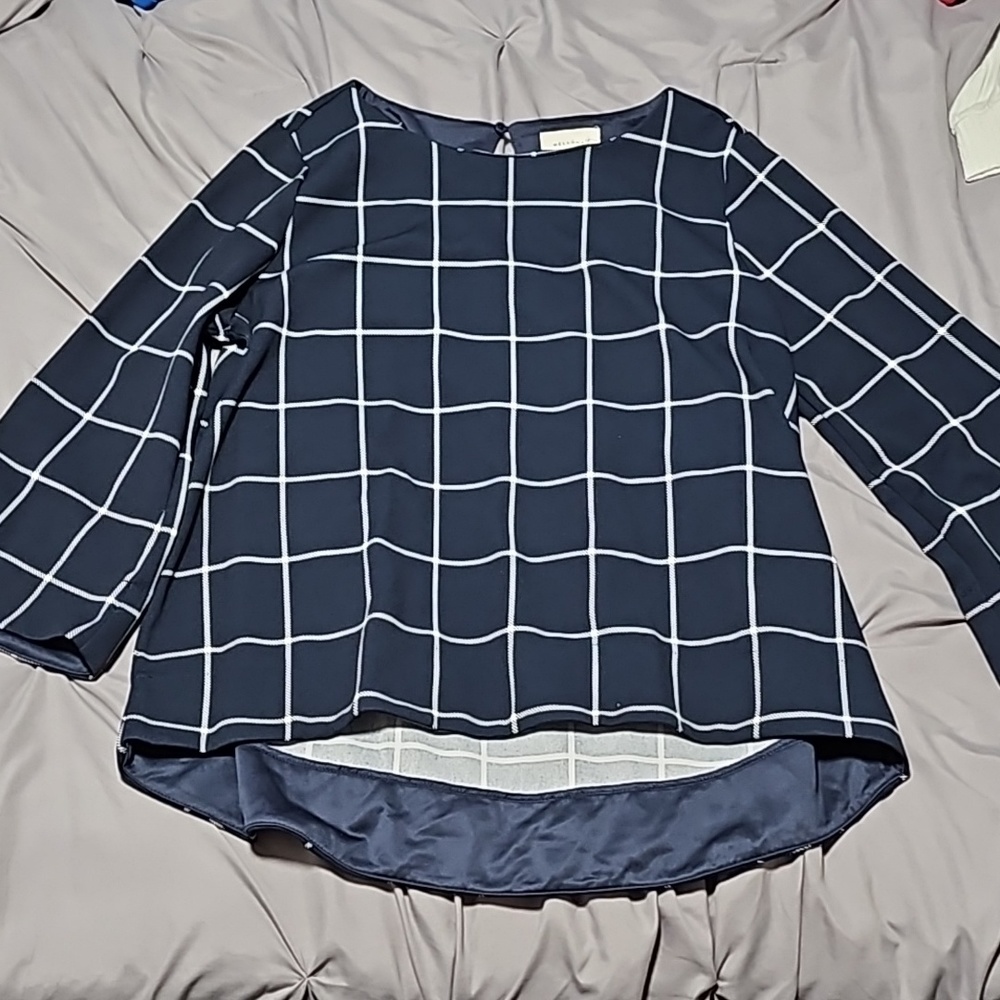 Navy blue long sleeve blouse